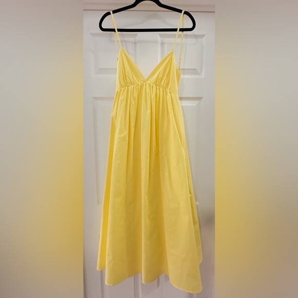 NWT Commense Open Back Midi Sun dress 100% Cotton Butter Yellow sz Medium - Picture 6 of 11